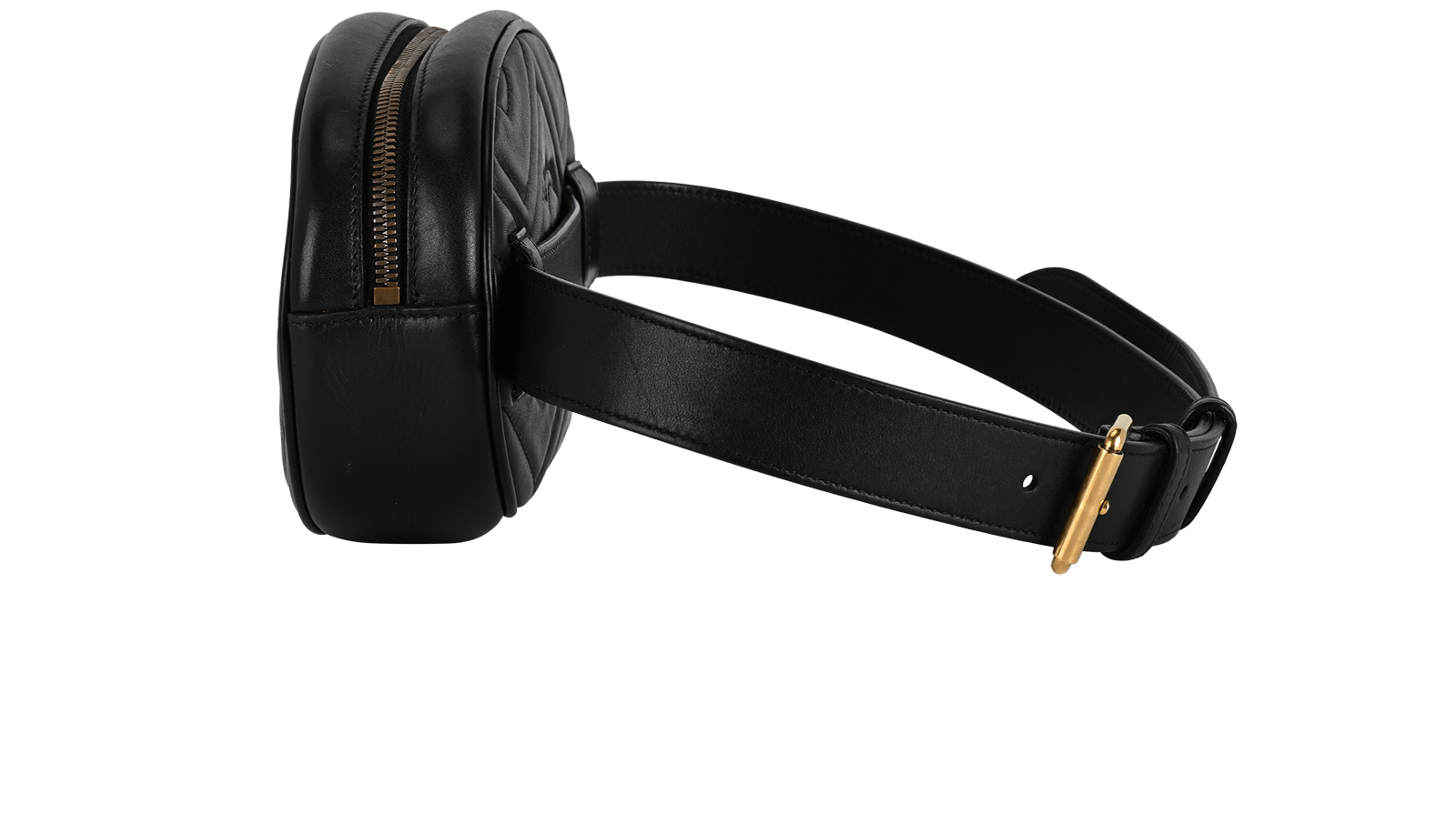 GG Marmont Belt Bag, &pound;450, Handbags, Black, Leather, Bottom view